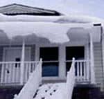 front porch covered in snow